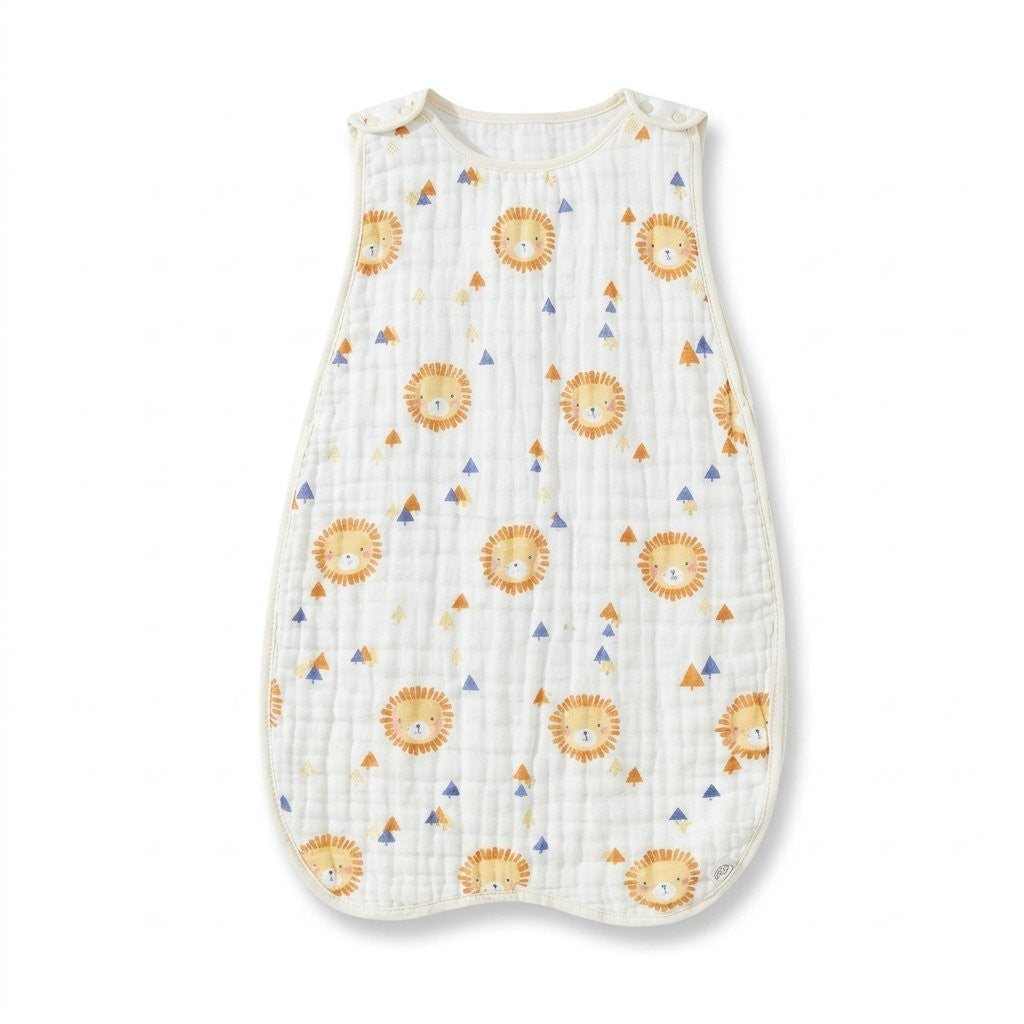 Turbulette sans manches en gaze de coton, motif lions