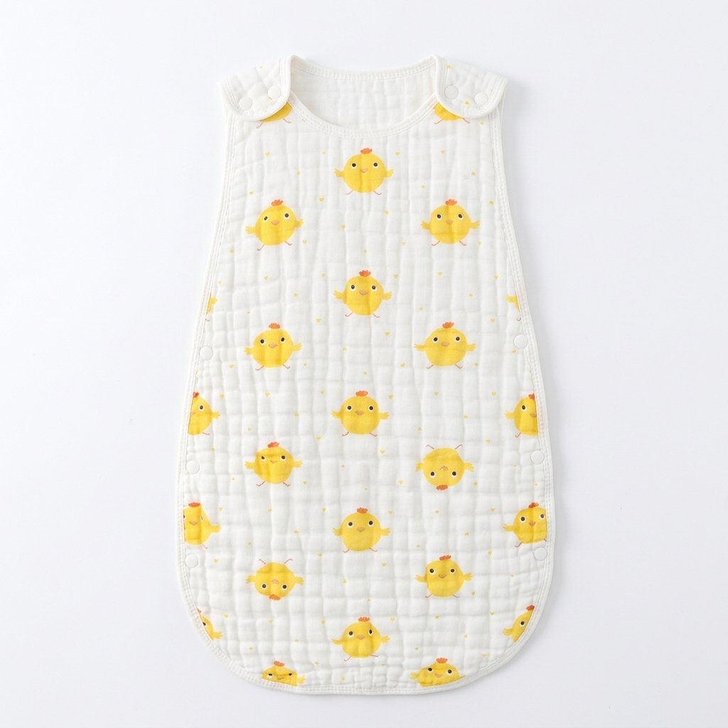 Gigoteuse d'été en gaze de coton gaufrée, motif poussins