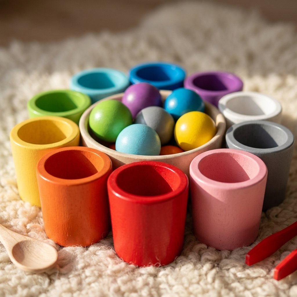 Détail du jeu de tri des couleurs