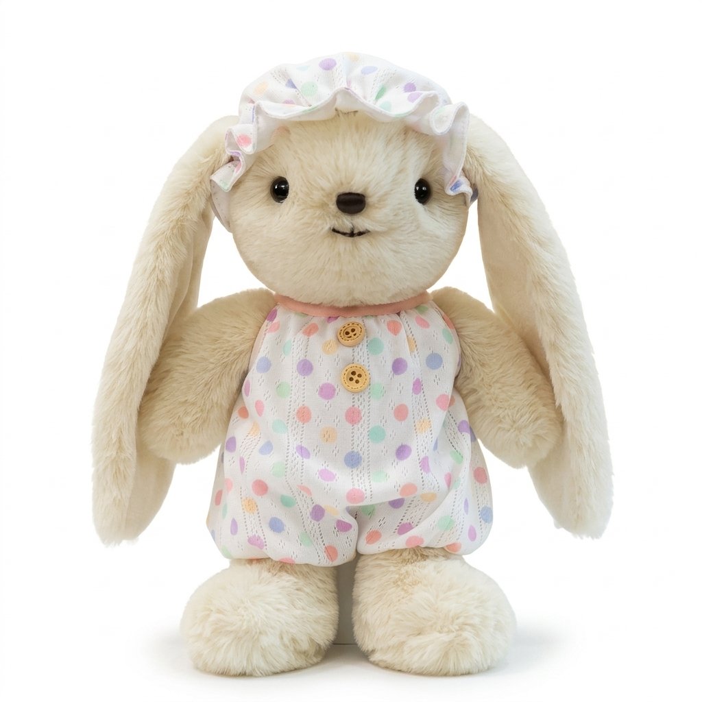 Peluche lapin HORTENSE en pyjama à pois