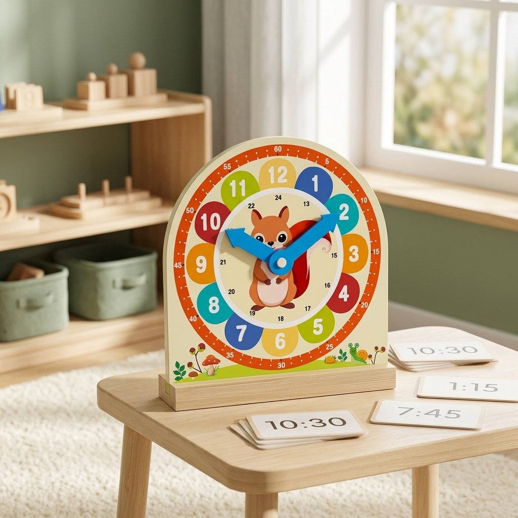 Horloge d'apprentissage sur une petite table d'enfant Image