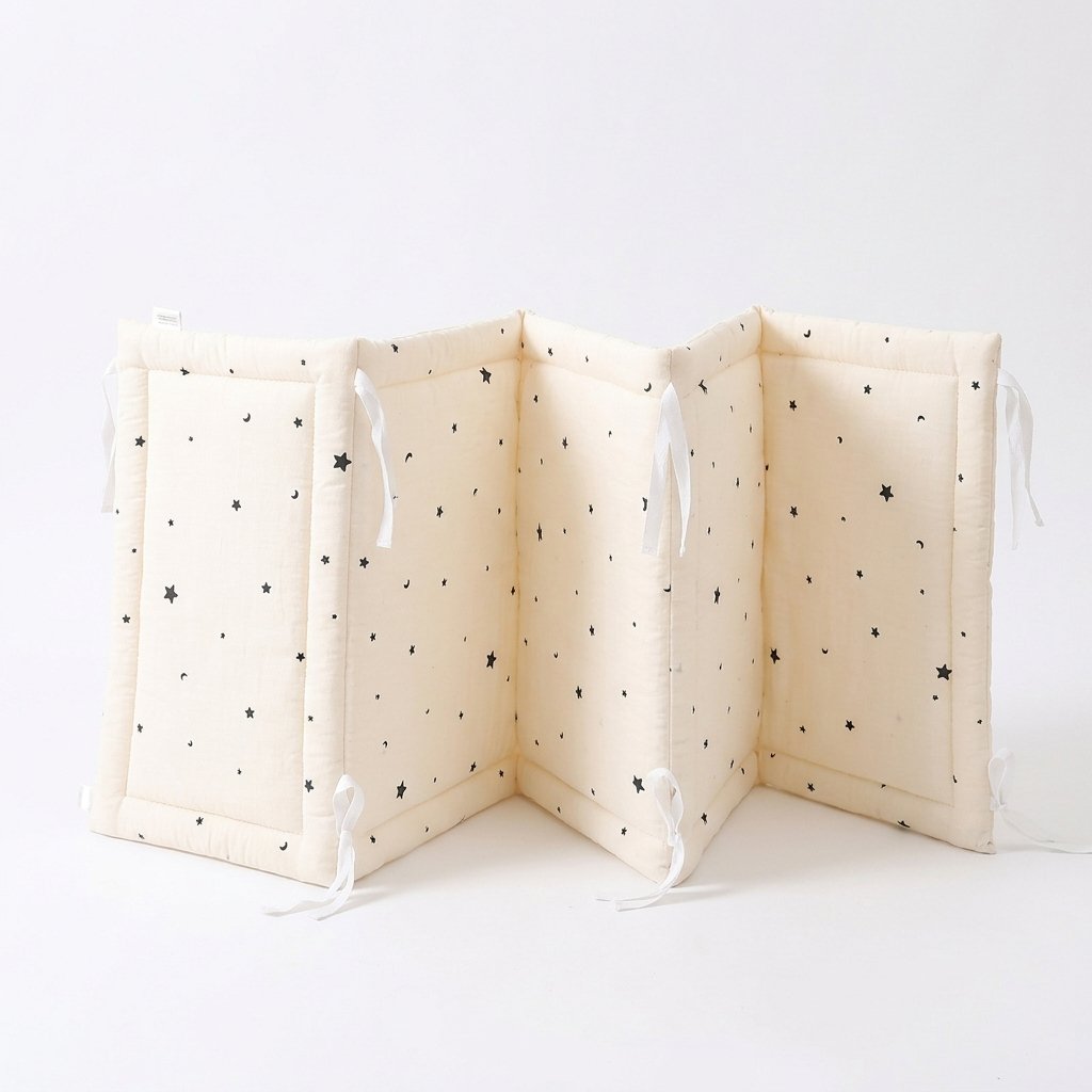Tour de lit en double gaze de coton, motif étoiles