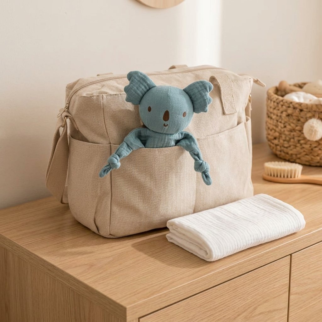 Doudou koala dans un sac à langer Image