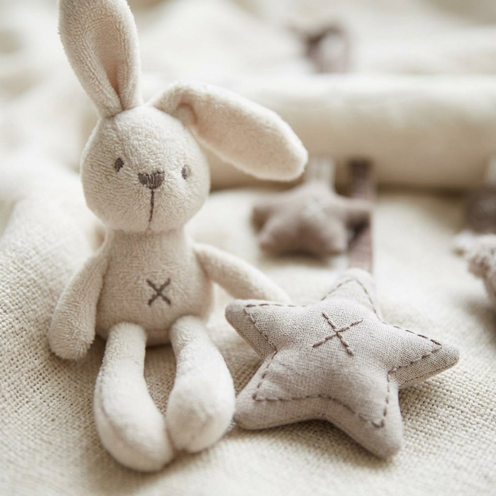 Détail du lapin et de l'étoile en peluche Image