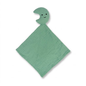 Doudou lune en gaze de coton vert d'eau