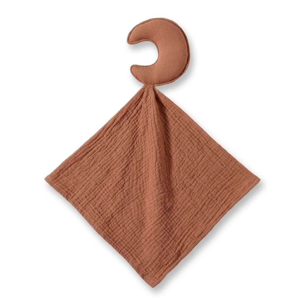 Doudou lune en gaze de coton terracotta