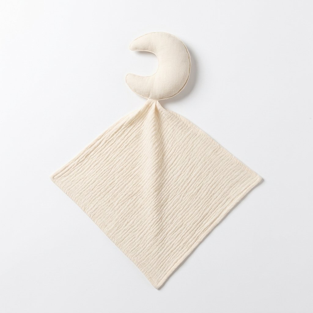 Doudou lune en gaze de coton écru