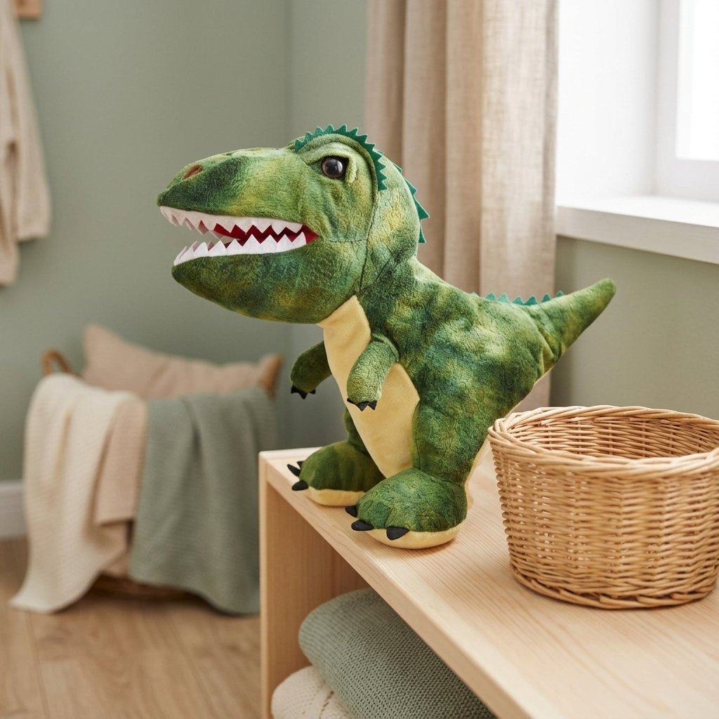 Marionnette tyrannosaure sur une étagère