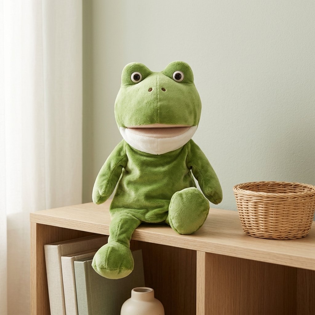 Marionnette grenouille sur une étagère