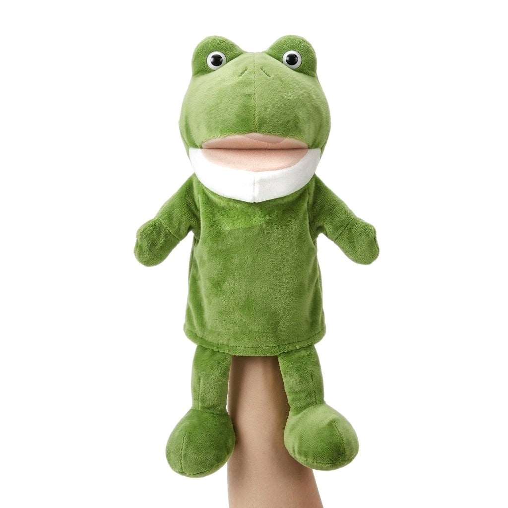 Marionnette grenouille enfilée sur une main
