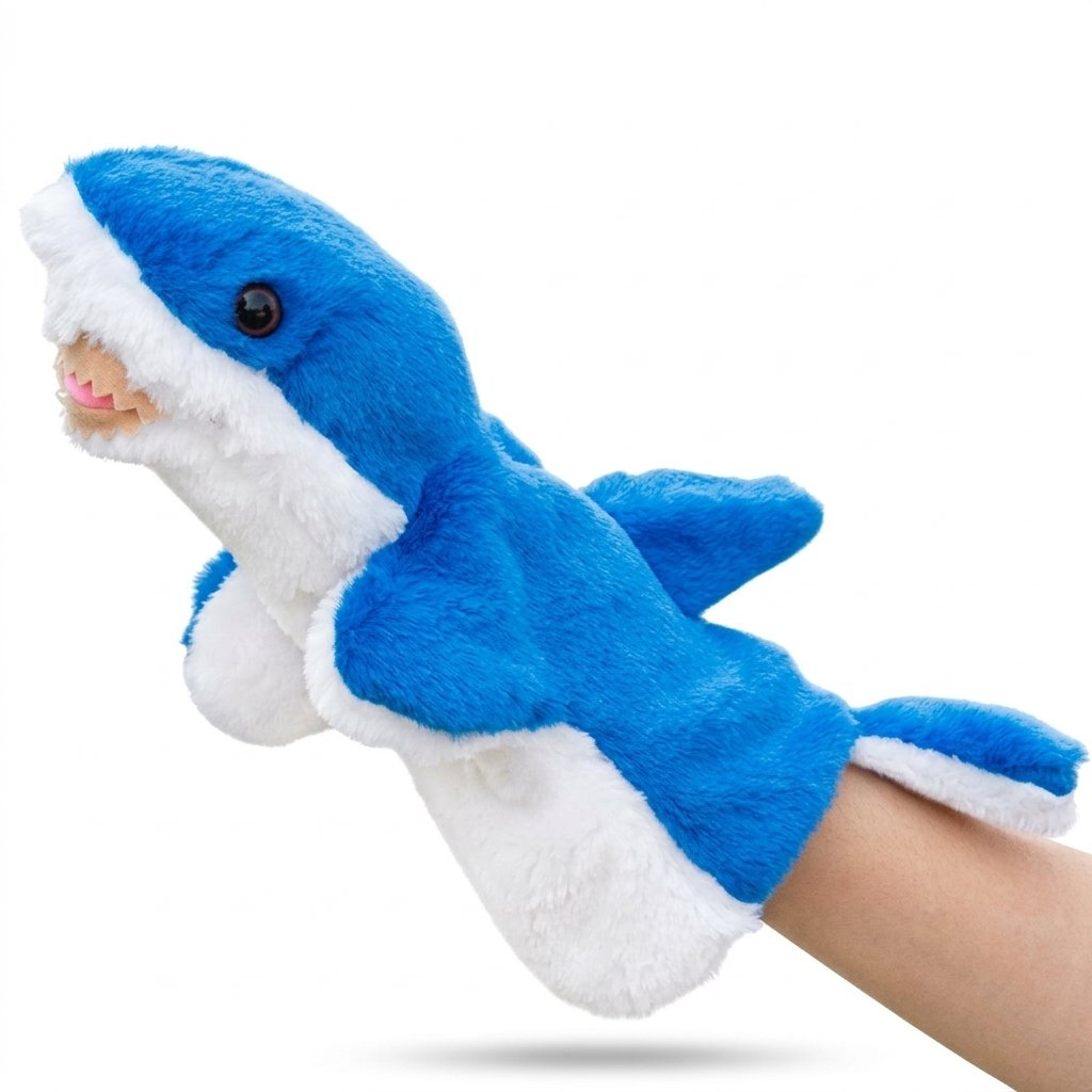 Marionnette à main en peluche requin