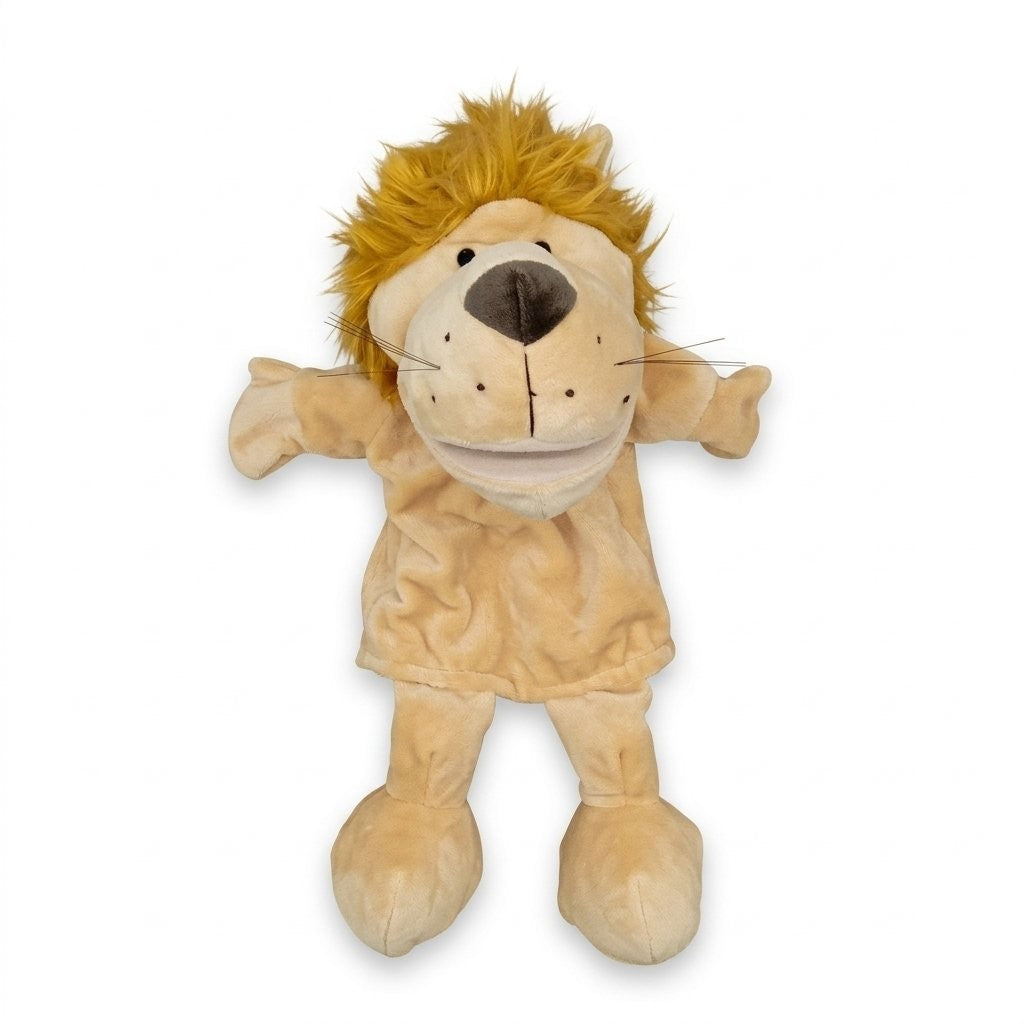 Marionnette à main lion en peluche
