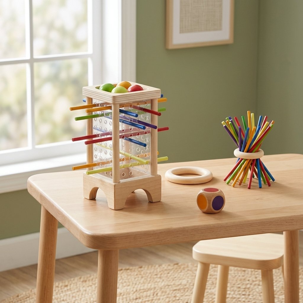 Tour à bâtonnets sur une petite table d'enfant Image