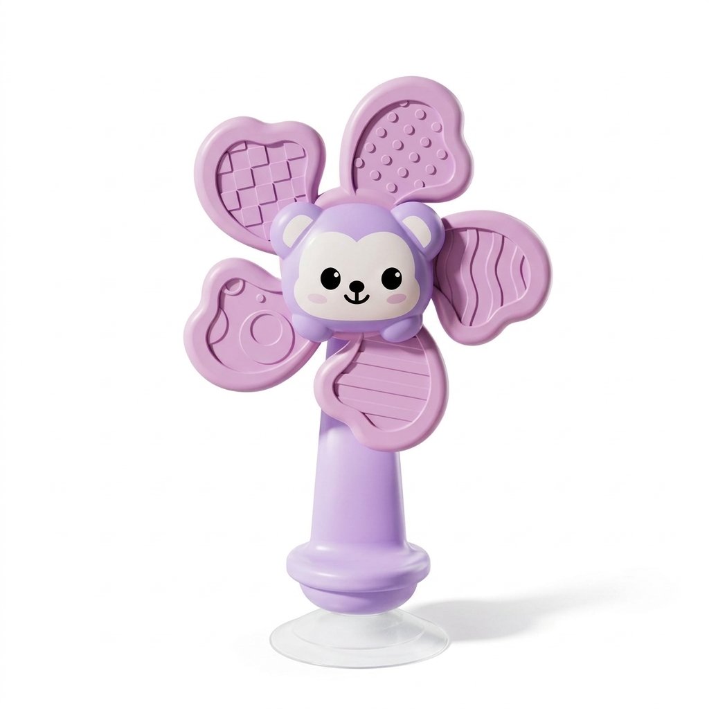 Jouet ventouse bébé moulin singe, pied violet