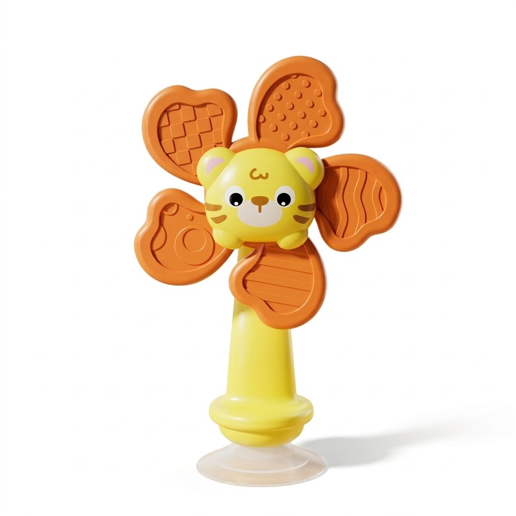 Jouet ventouse bébé moulin tigre, pied jaune