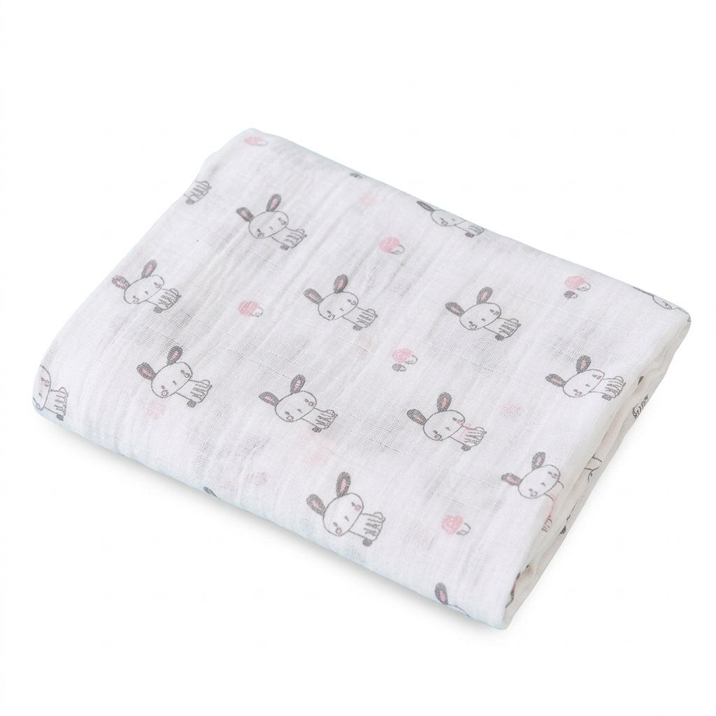 Lange en mousseline de coton imprimé petits lapins
