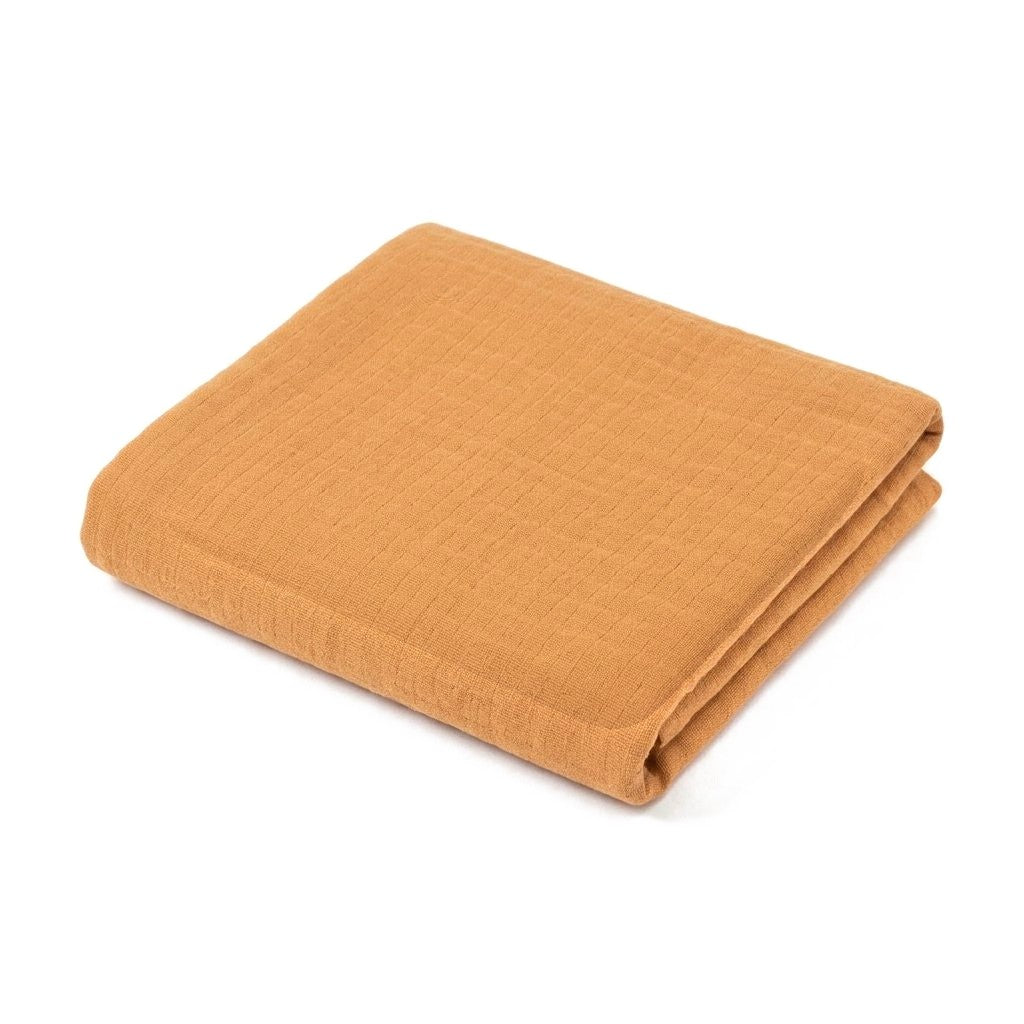Lange en mousseline de coton uni caramel