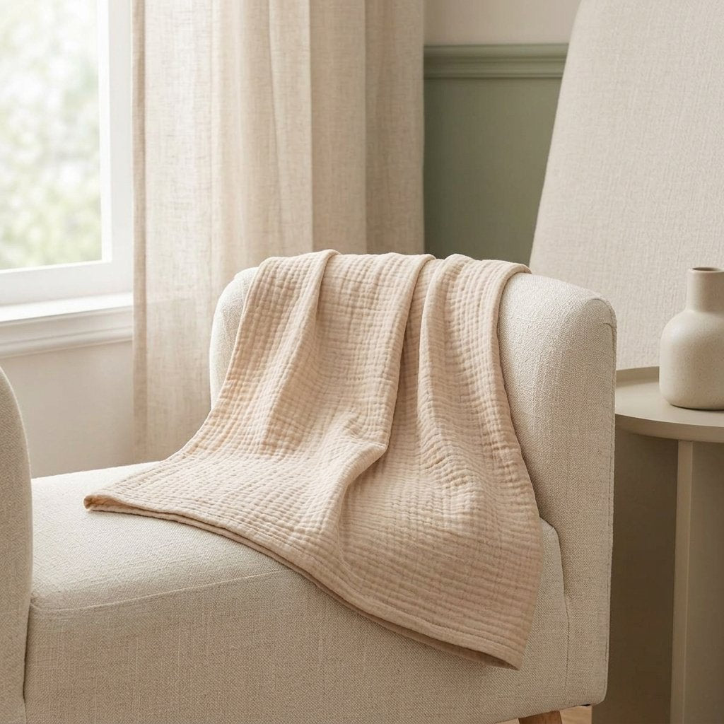 Lange uni posé sur l'accoudoir d'un fauteuil d'allaitement