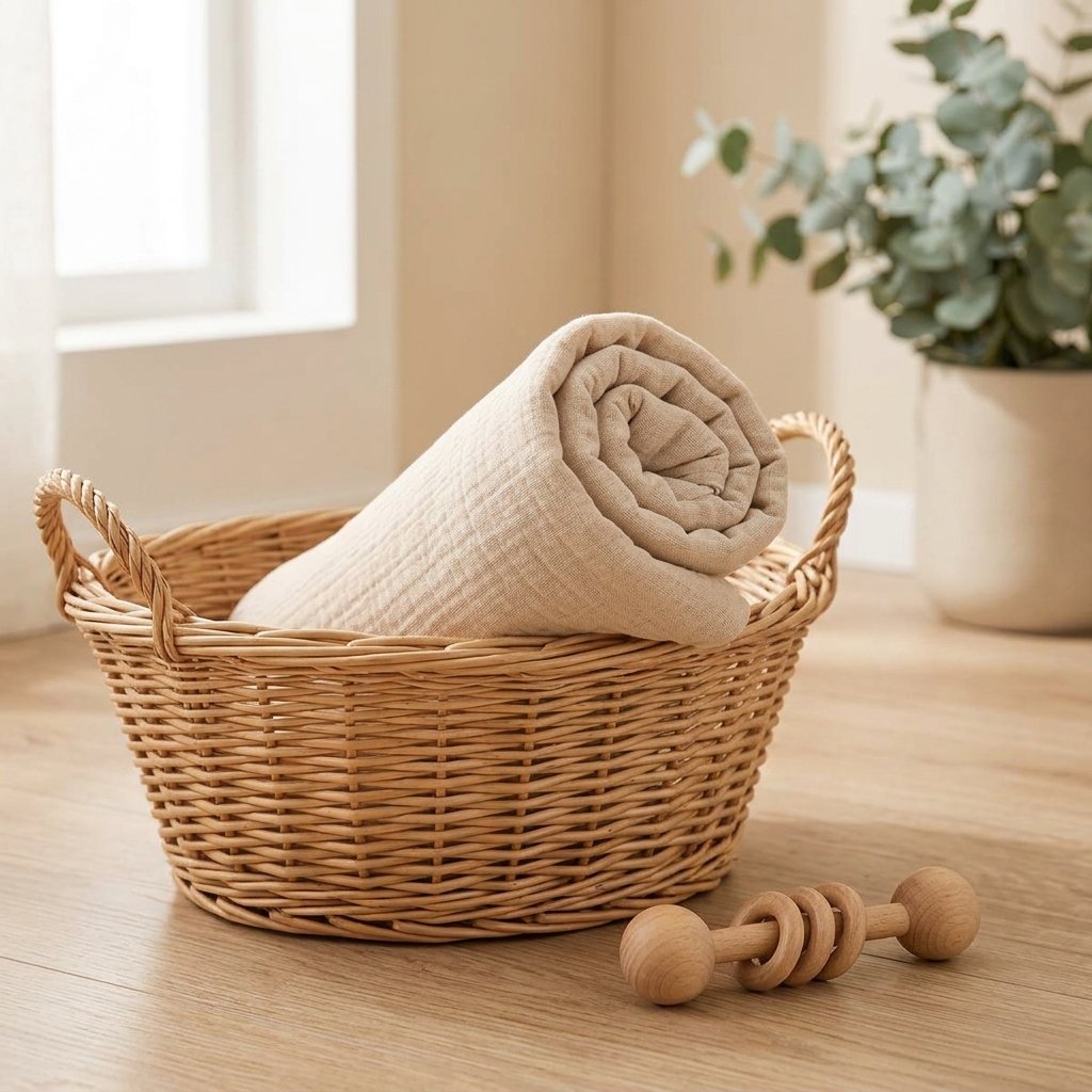 Lange uni roulé dans un panier en osier