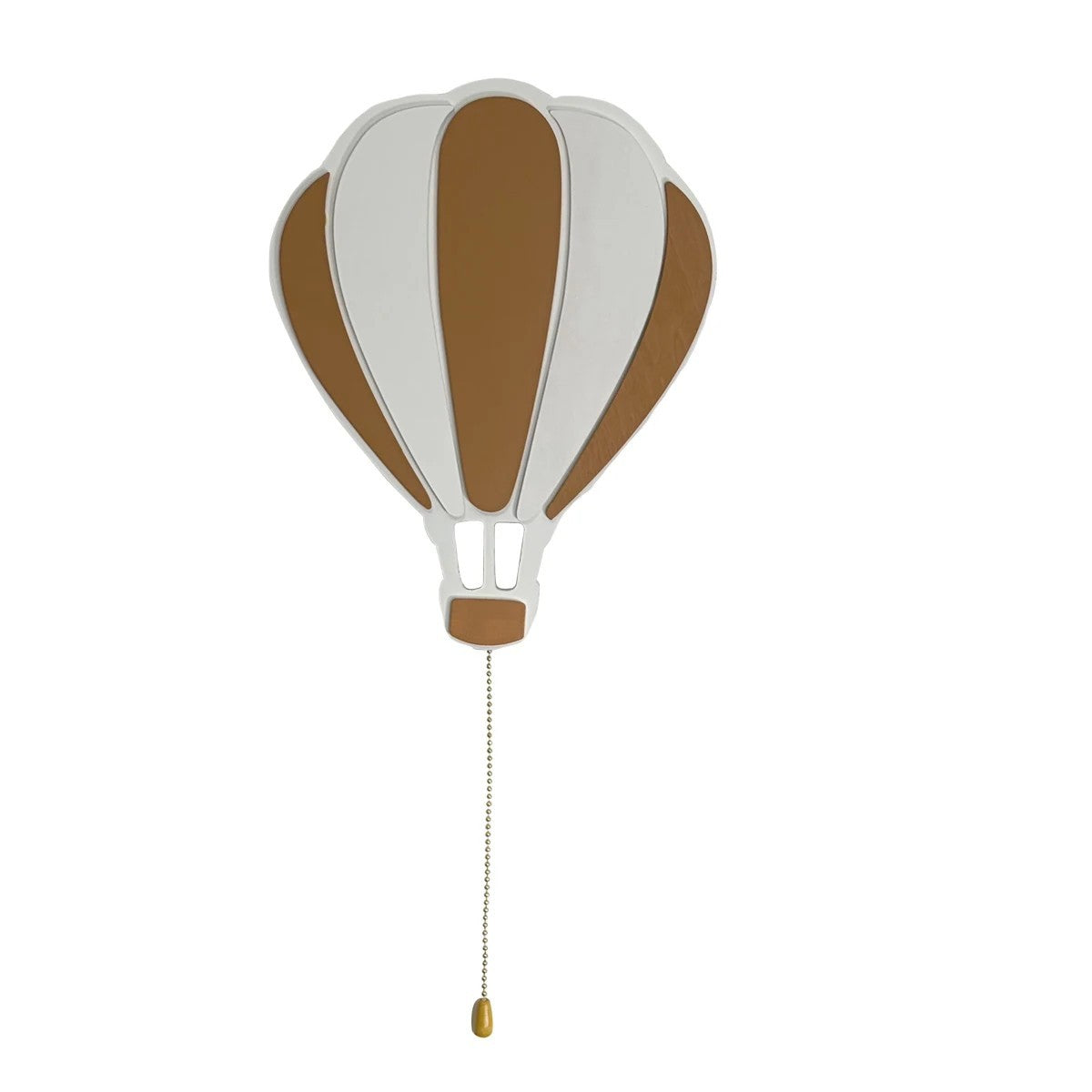 Veilleuse murale montgolfière en bois blanc et caramel