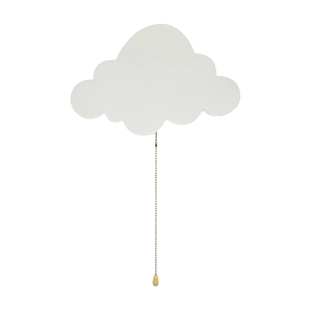 Veilleuse murale nuage en bois blanc avec tirette