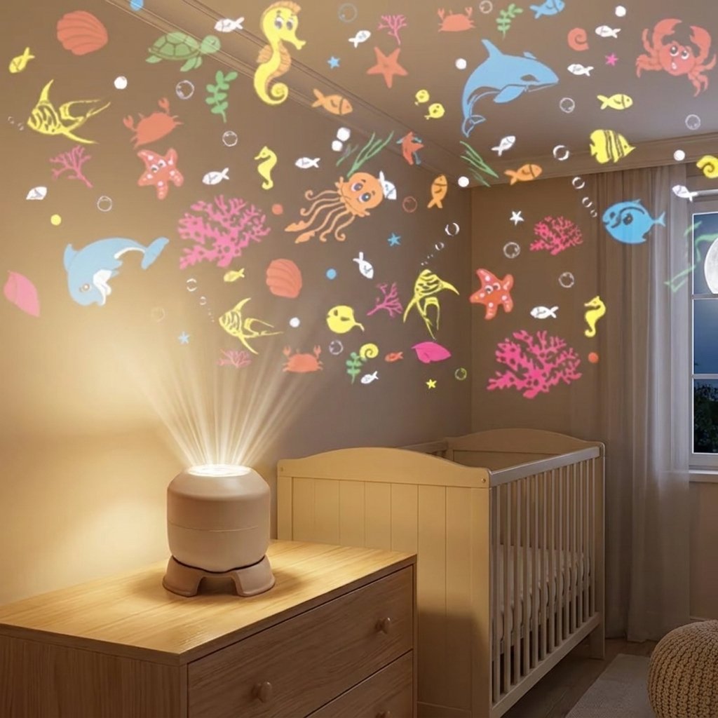 Projection de poissons et dauphins sur le plafond