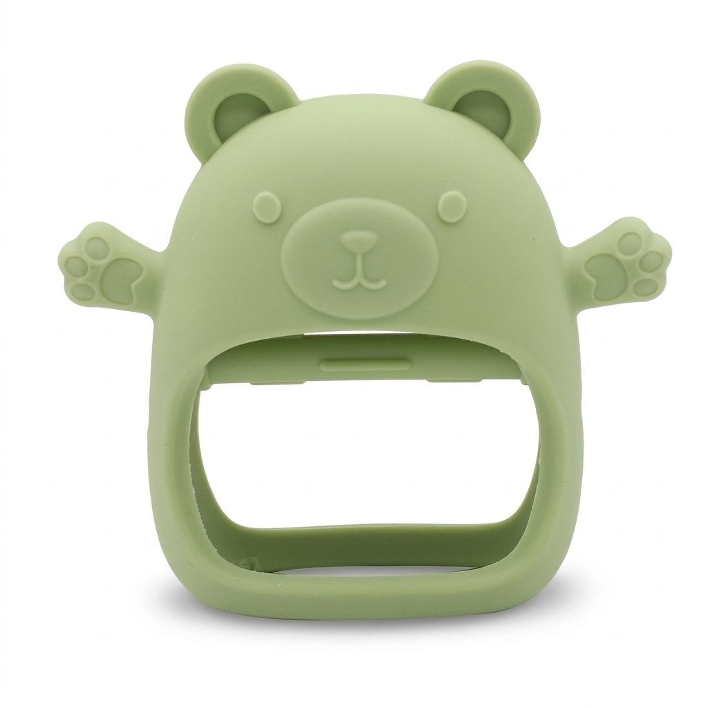 Anneau de dentition ourson à enfiler vert sauge