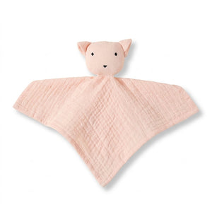 Doudou cochon en gaze de coton rose poudré