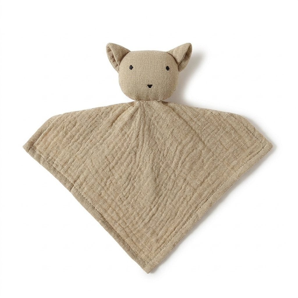 Doudou cochon en gaze de coton kaki