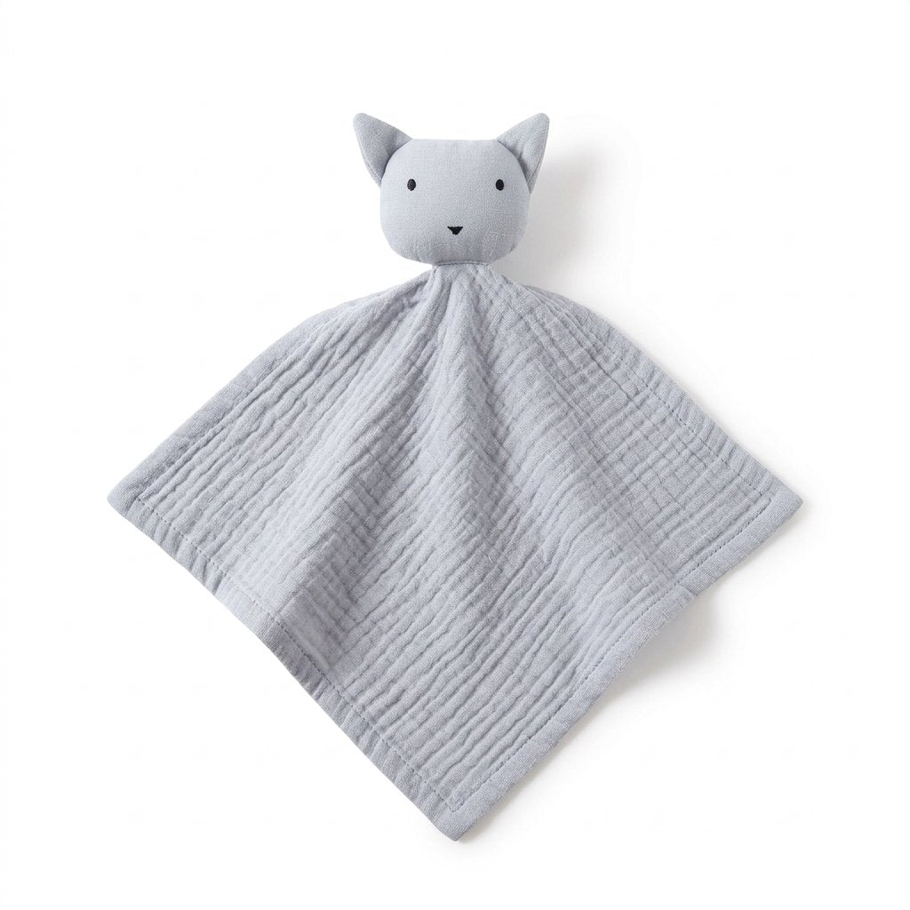 Doudou cochon en gaze de coton gris