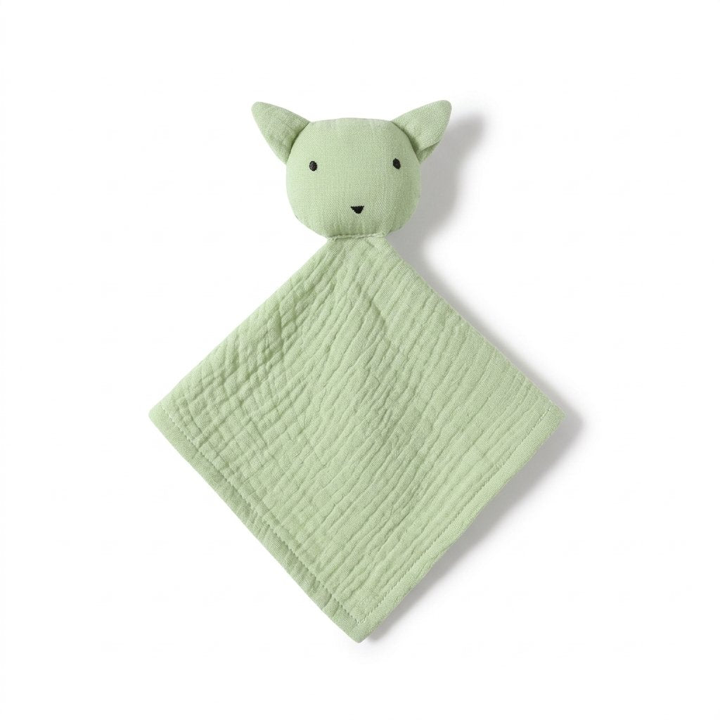 Doudou cochon en gaze de coton vert menthe