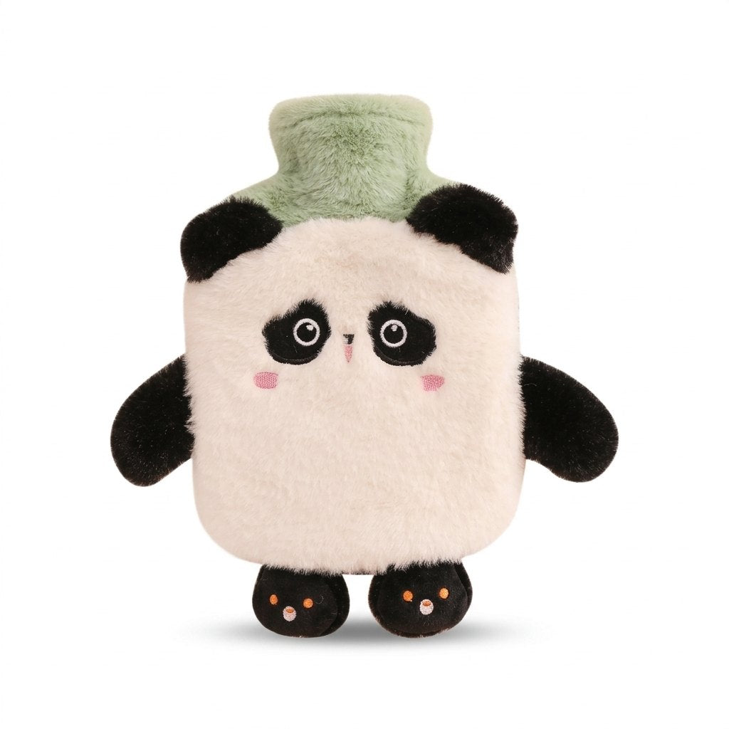 Bouillotte peluche panda blanc crème et noir