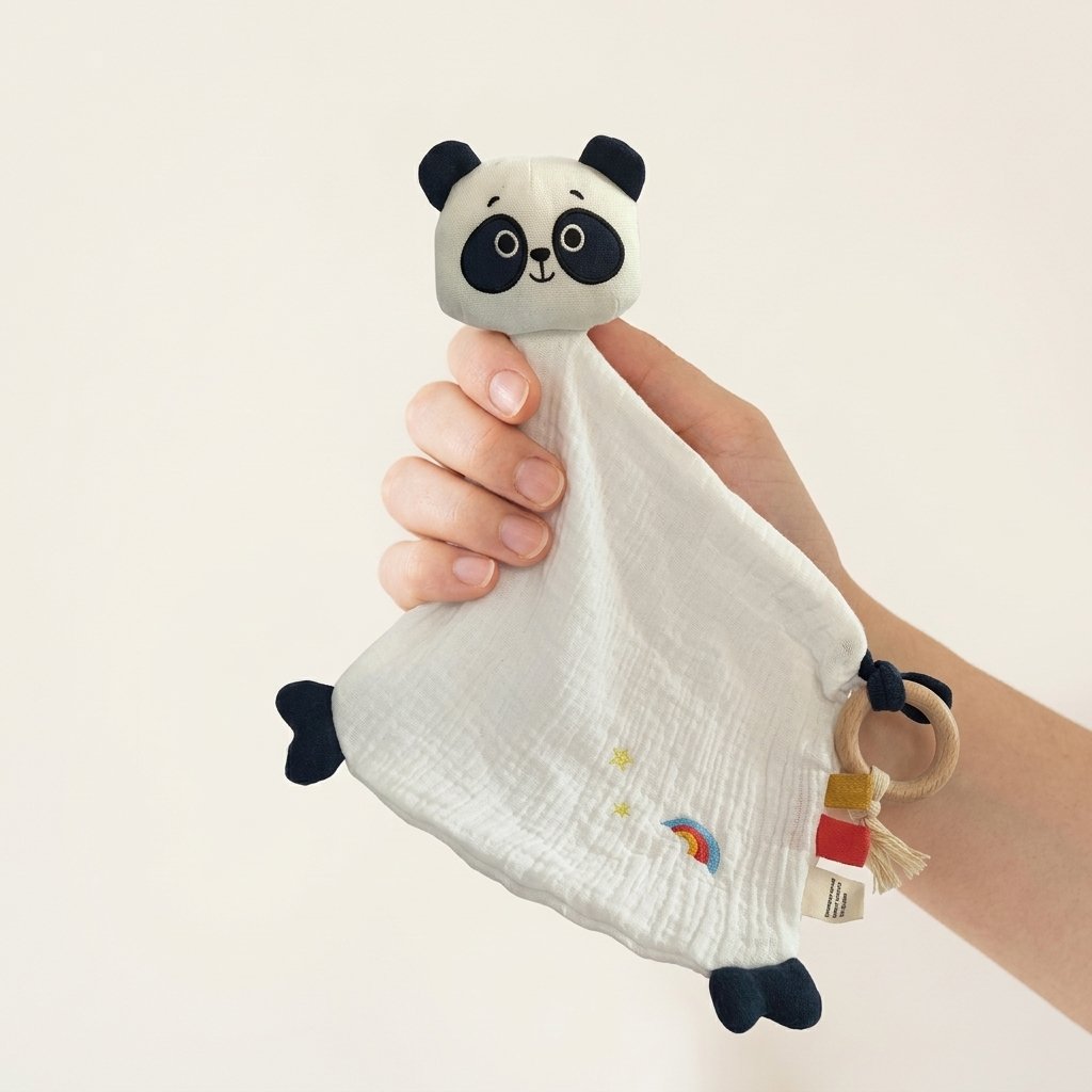 Doudou panda TOBIAS tenu dans la main