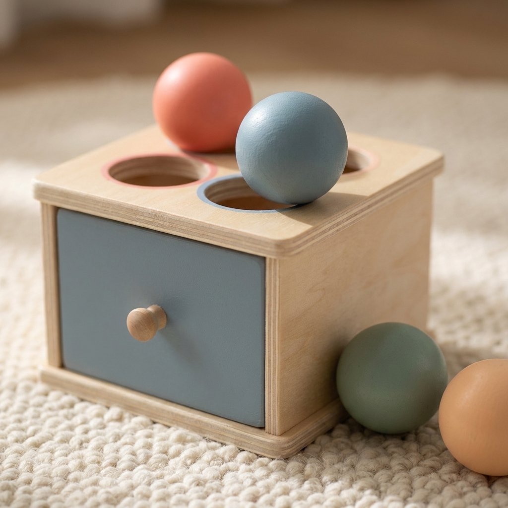 Détail d'une boule en bois au bord du trou