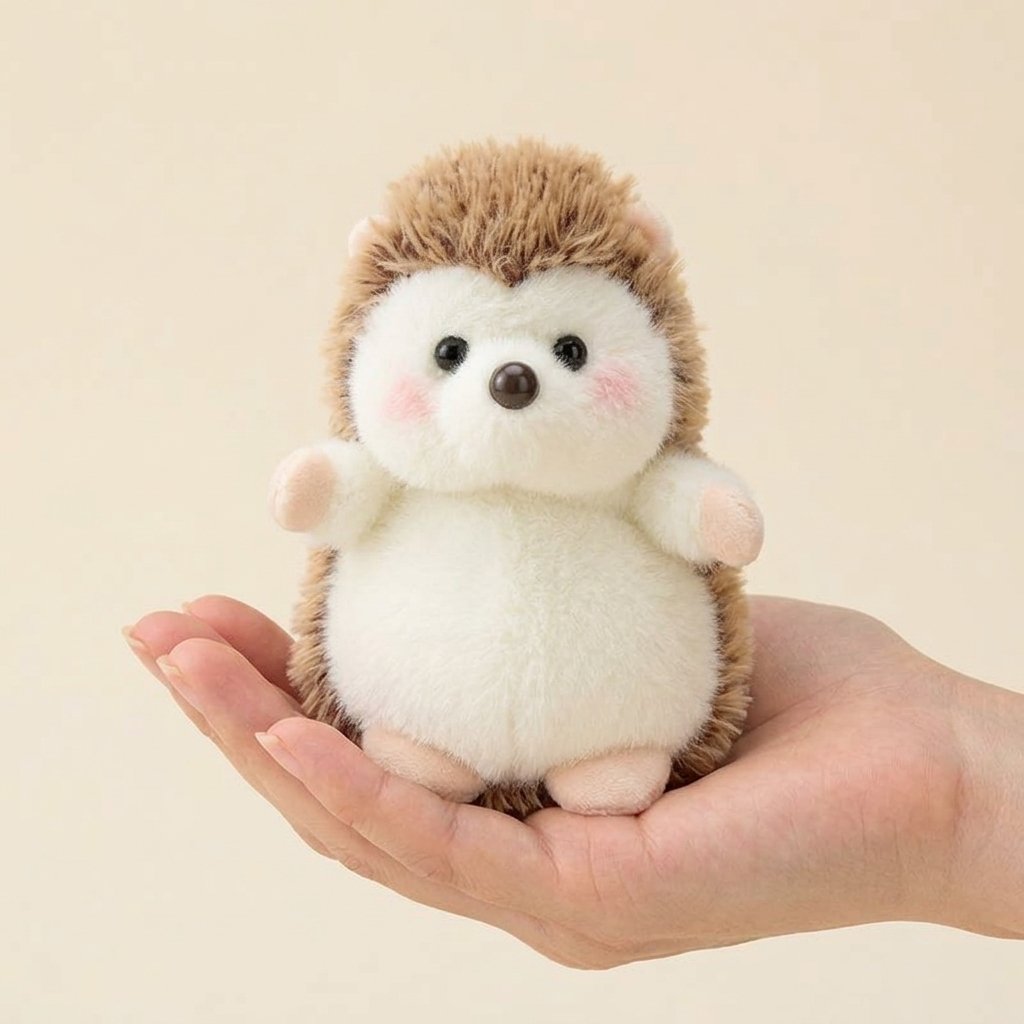 Petite peluche hérisson tenue dans la paume d'une main Image