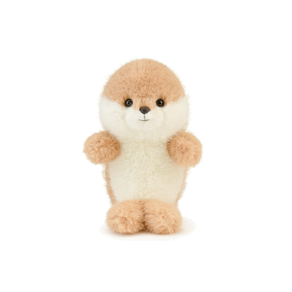 Petite peluche phoque duveteuse beige de 15 cm