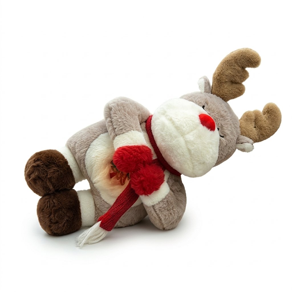 Peluche qui respire renne de Noël à écharpe rouge
