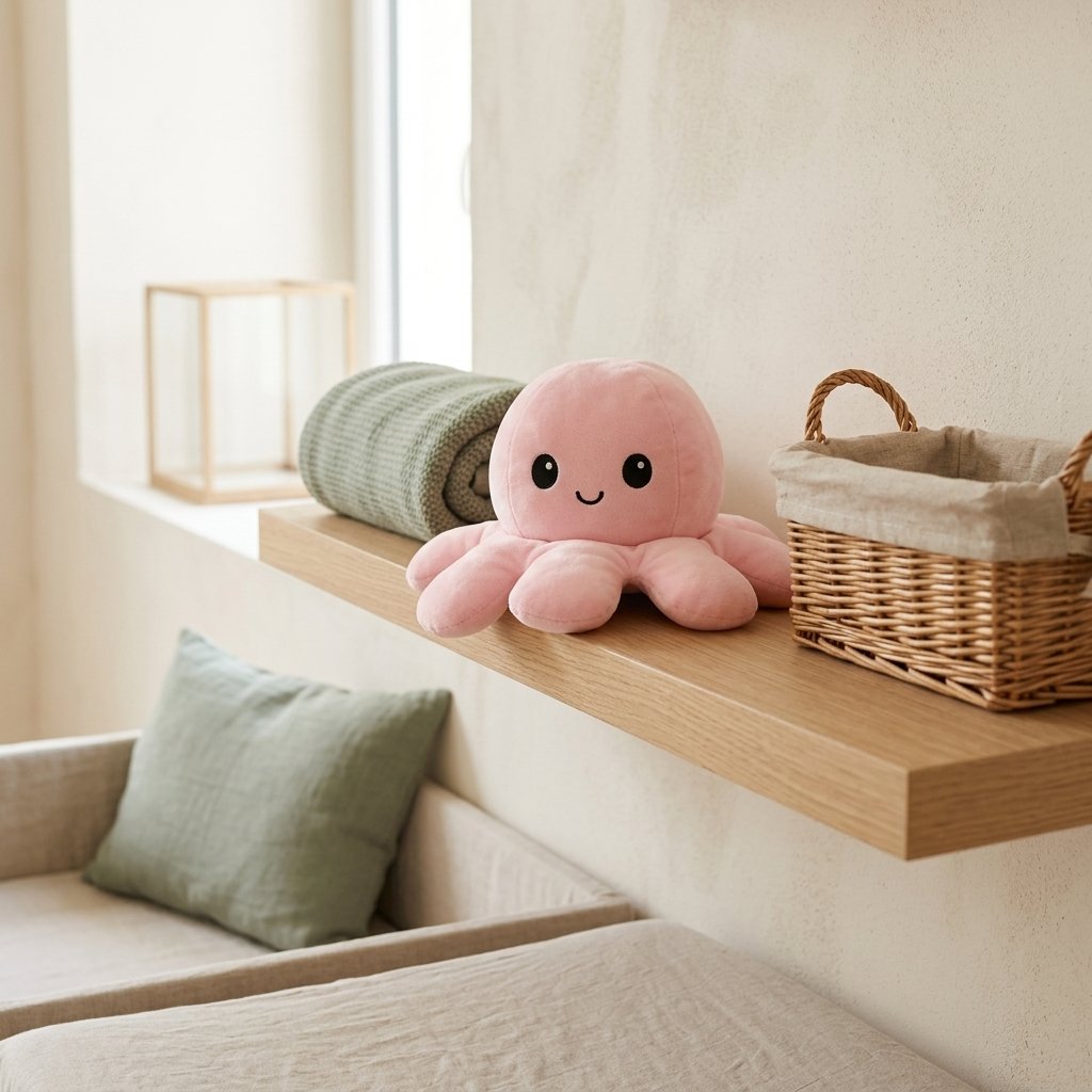 Peluche pieuvre souriante sur une étagère Image