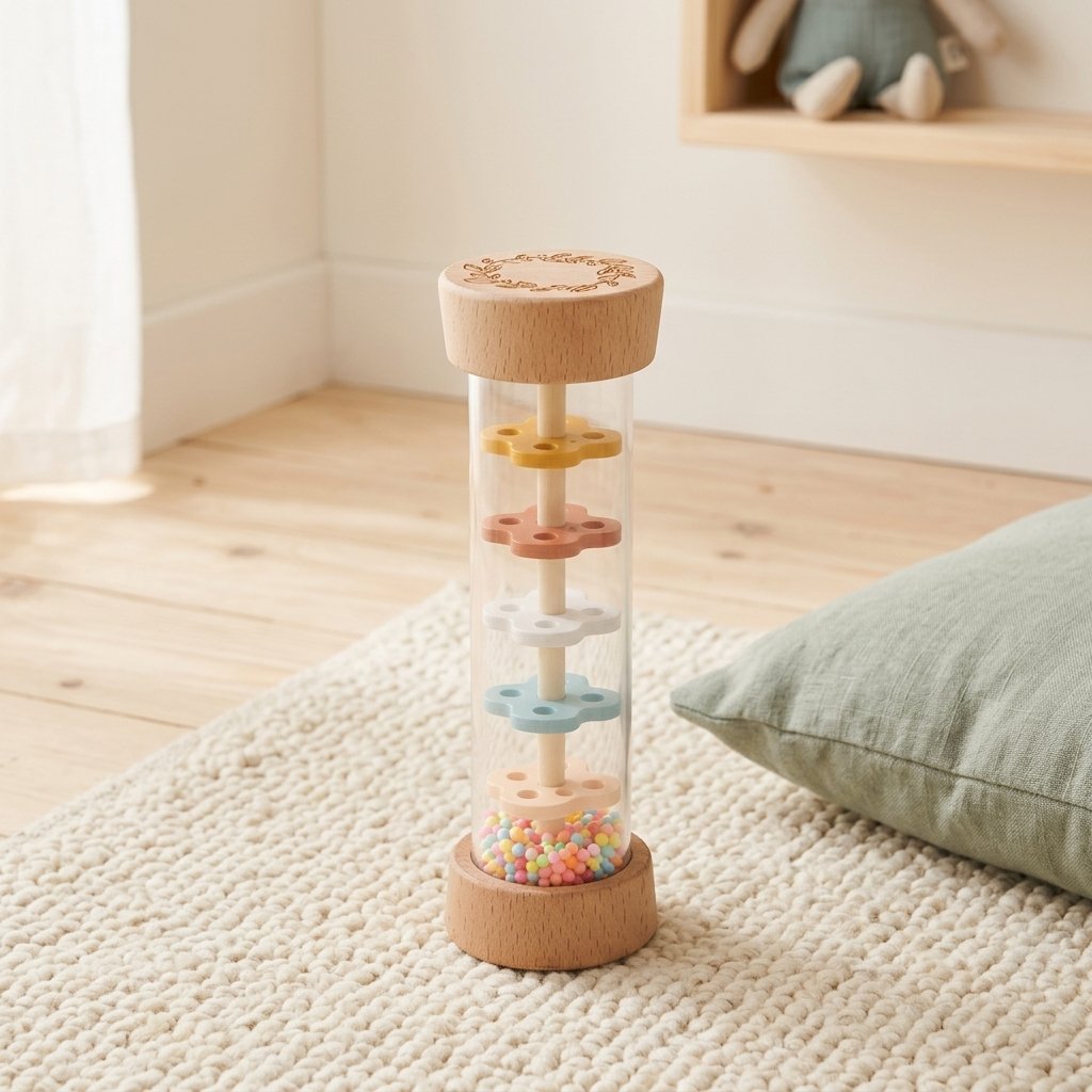 Bâton de pluie posé sur un tapis crème