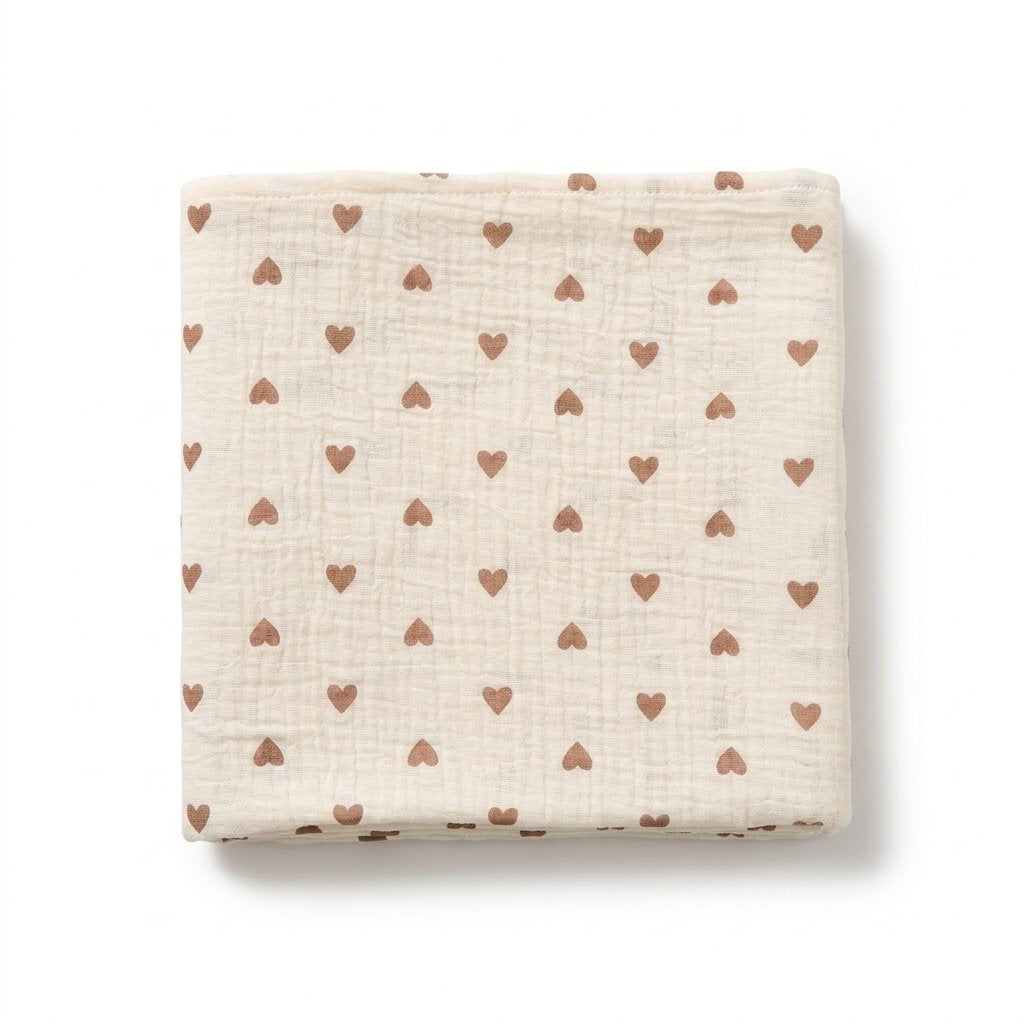 Lange mousseline de coton imprimé cœurs