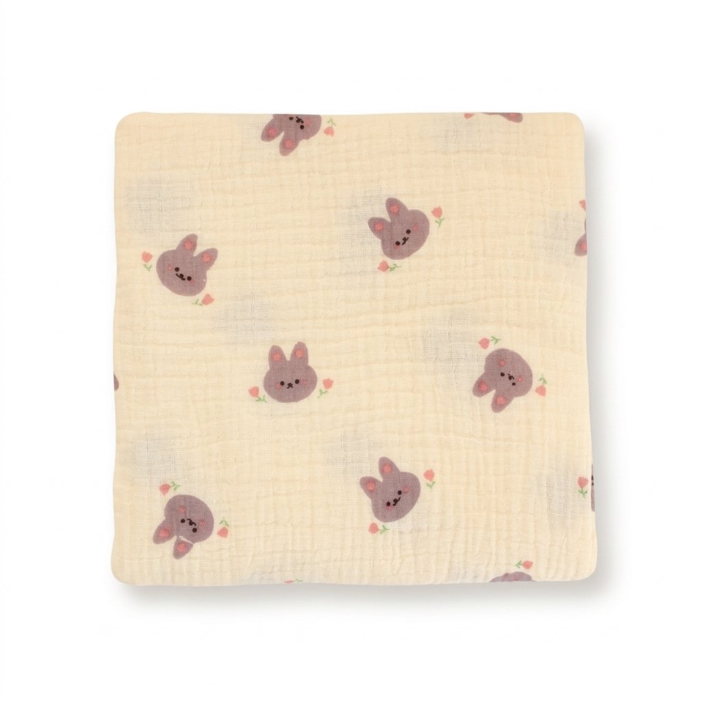 Lange mousseline de coton imprimé lapins