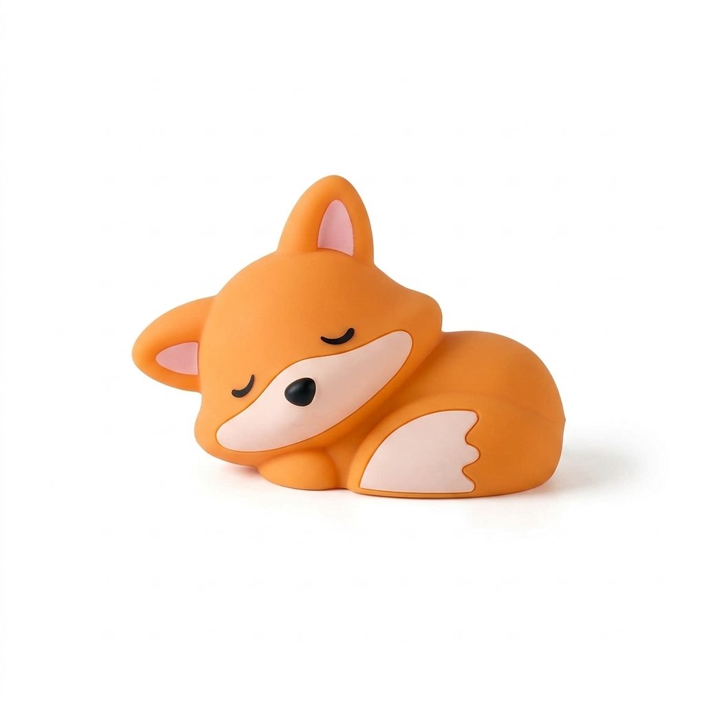 Veilleuse bébé renard endormi orange et blanc