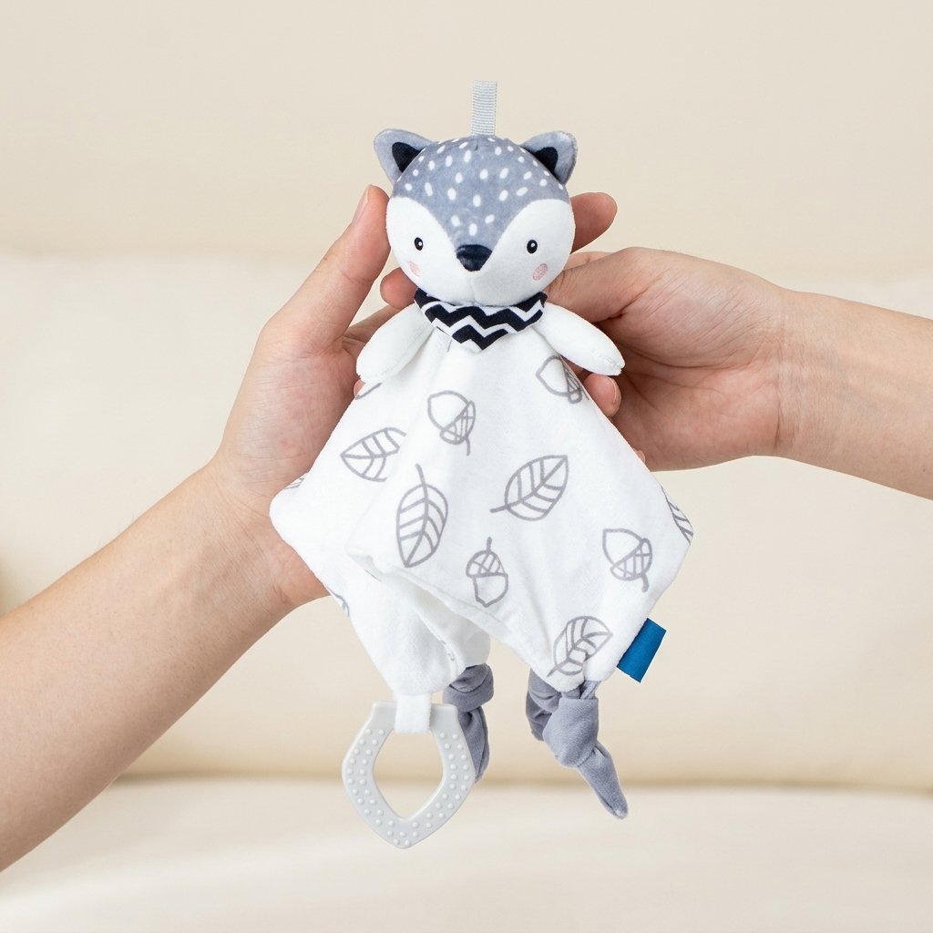 Doudou renard VASCO tenu dans la main