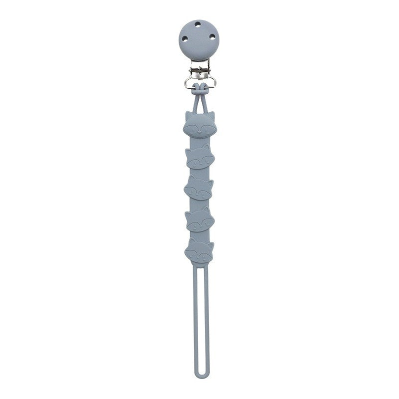Attache tétine renard en silicone gris