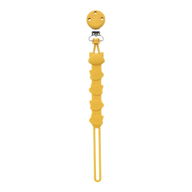 Attache tétine renard en silicone moutarde