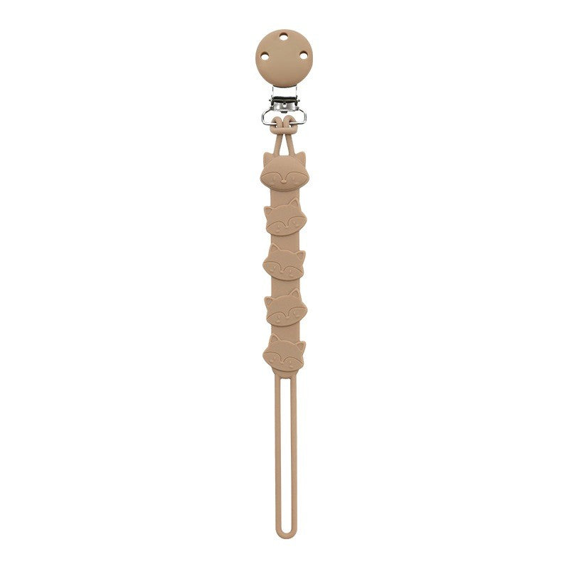 Attache tétine renard en silicone taupe