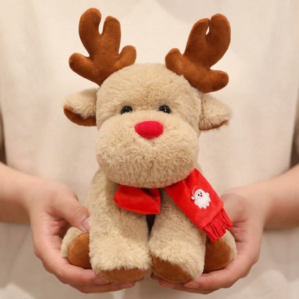 Peluche renne RUBIS tenue dans les mains