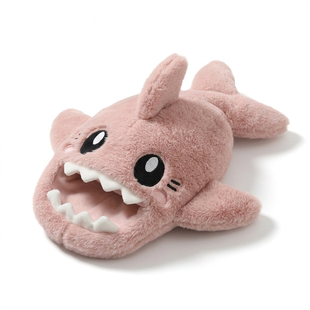 Bouillotte peluche requin rose pêche