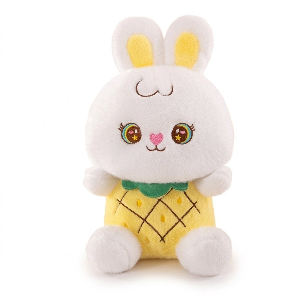 Peluche lapin qui respire, corps en forme d'ananas jaune