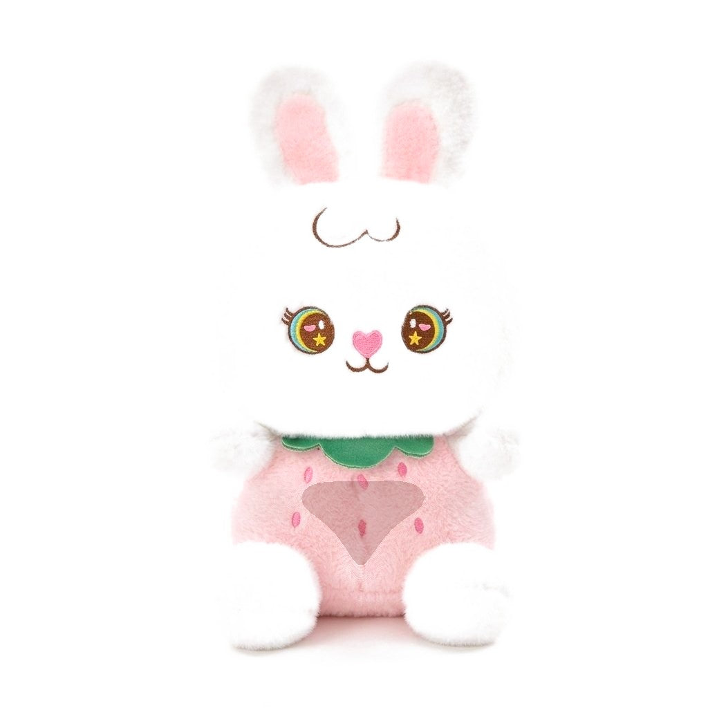 Peluche lapin qui respire, corps en forme de fraise rose